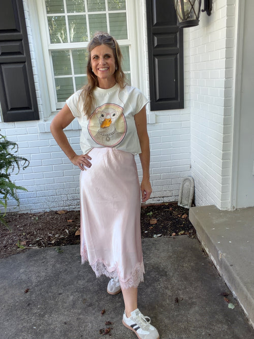 Blushing Belle Lace Midi Skirt