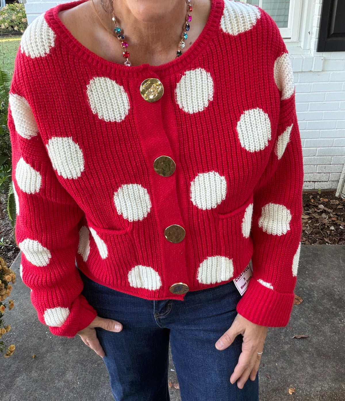 Merry Little Dots Cardigan red
