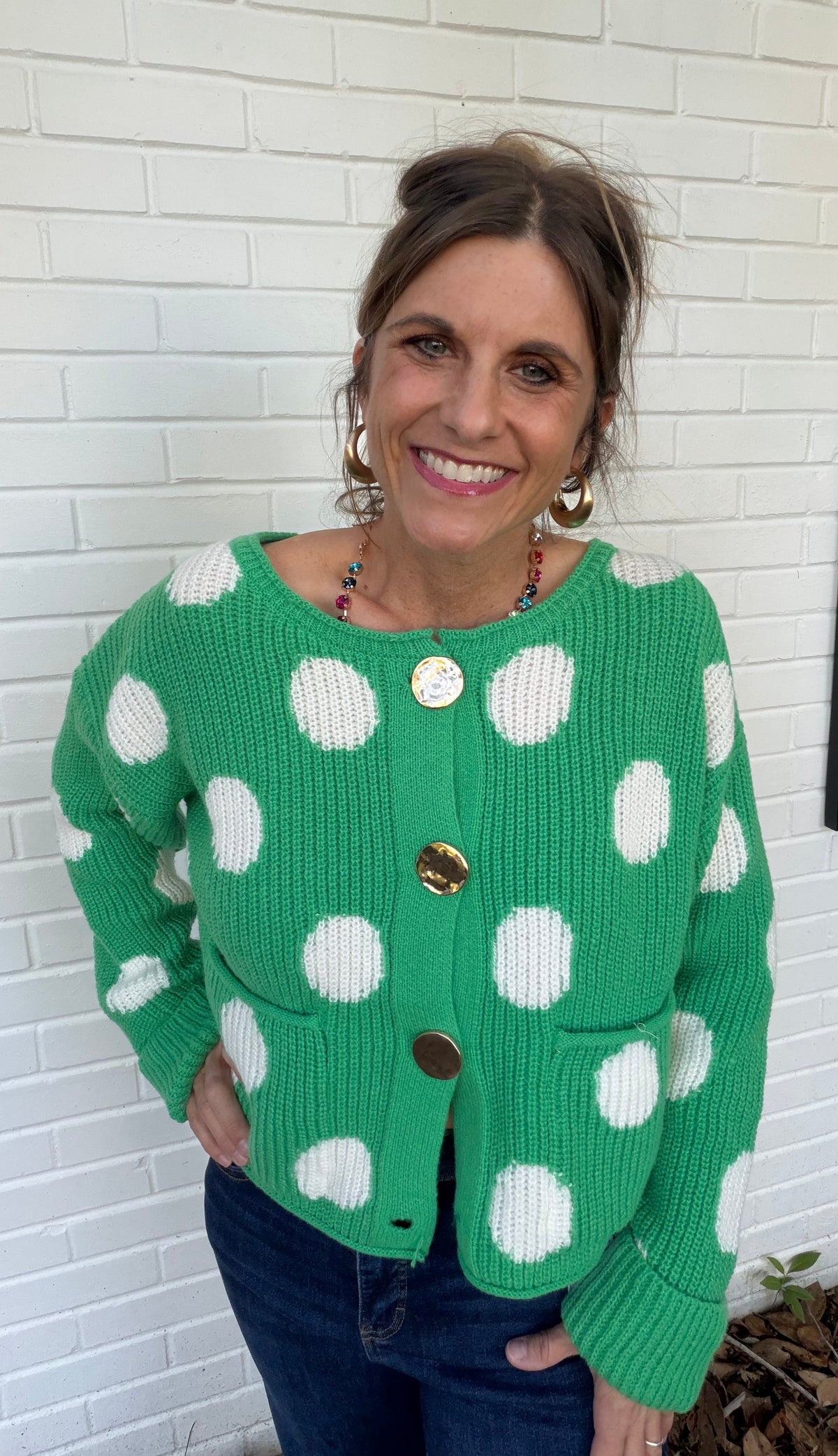 Merry Little Dots Cardigan – Green