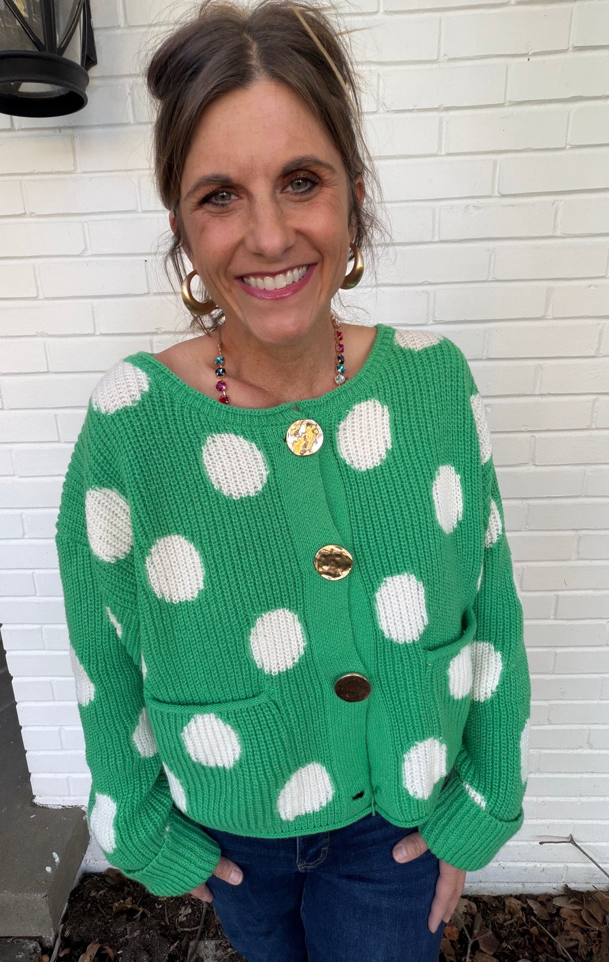 Merry Little Dots Cardigan – Green