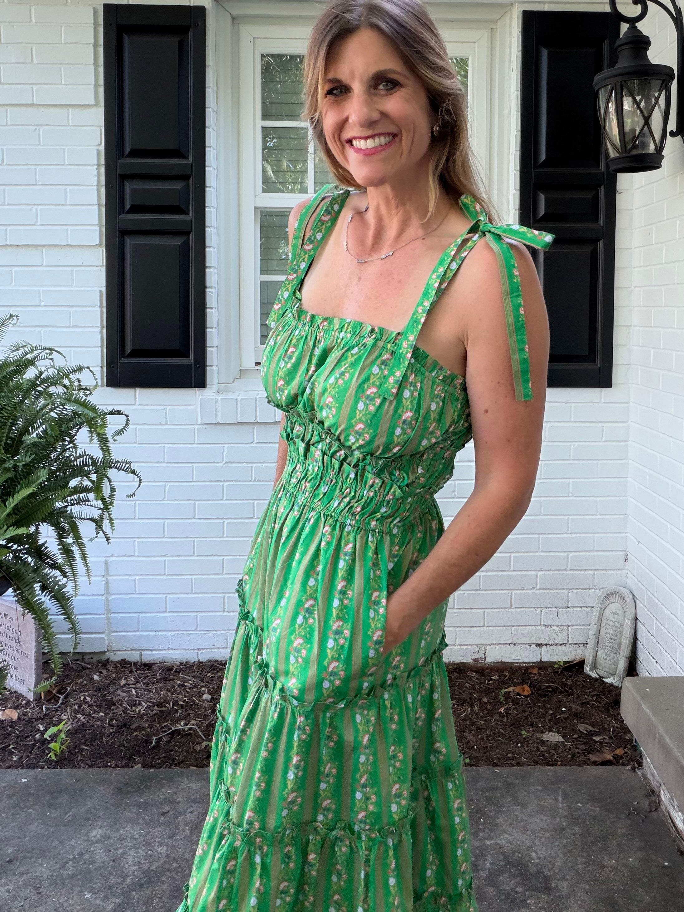 Emerald Garden Midi Dress