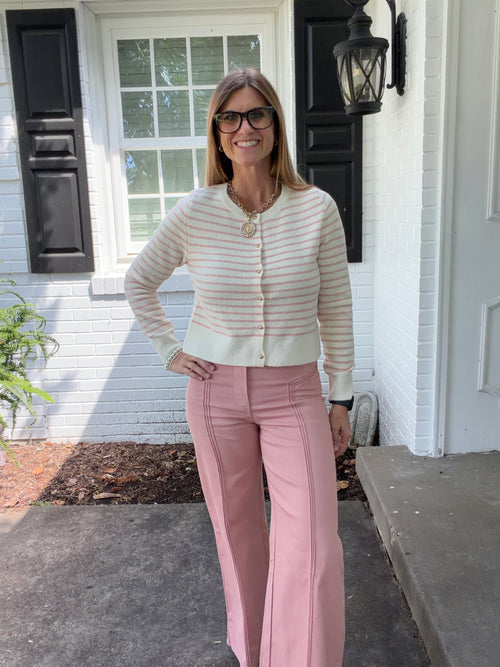 Belle Pink Striped Cardigan