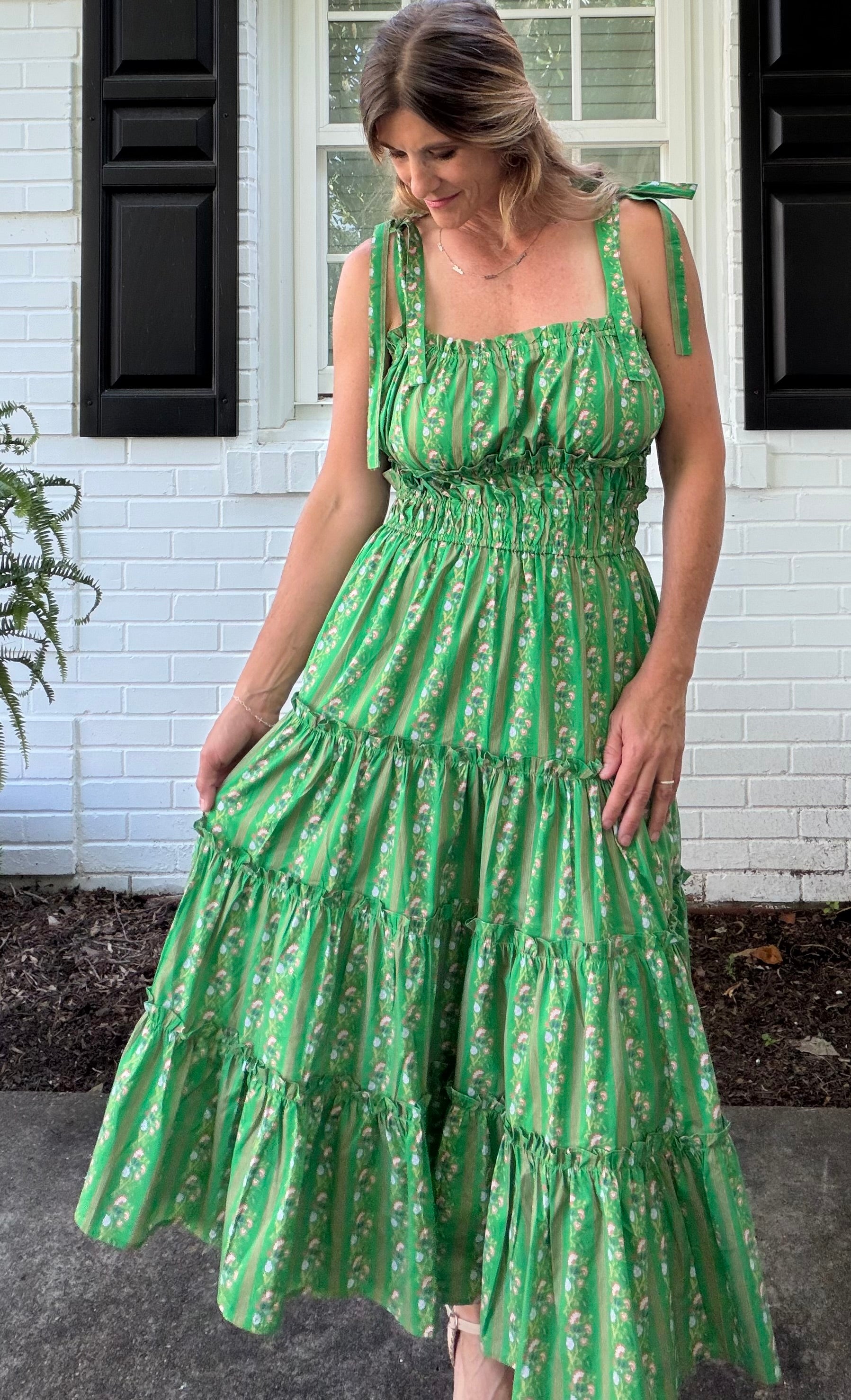 Emerald Garden Midi Dress