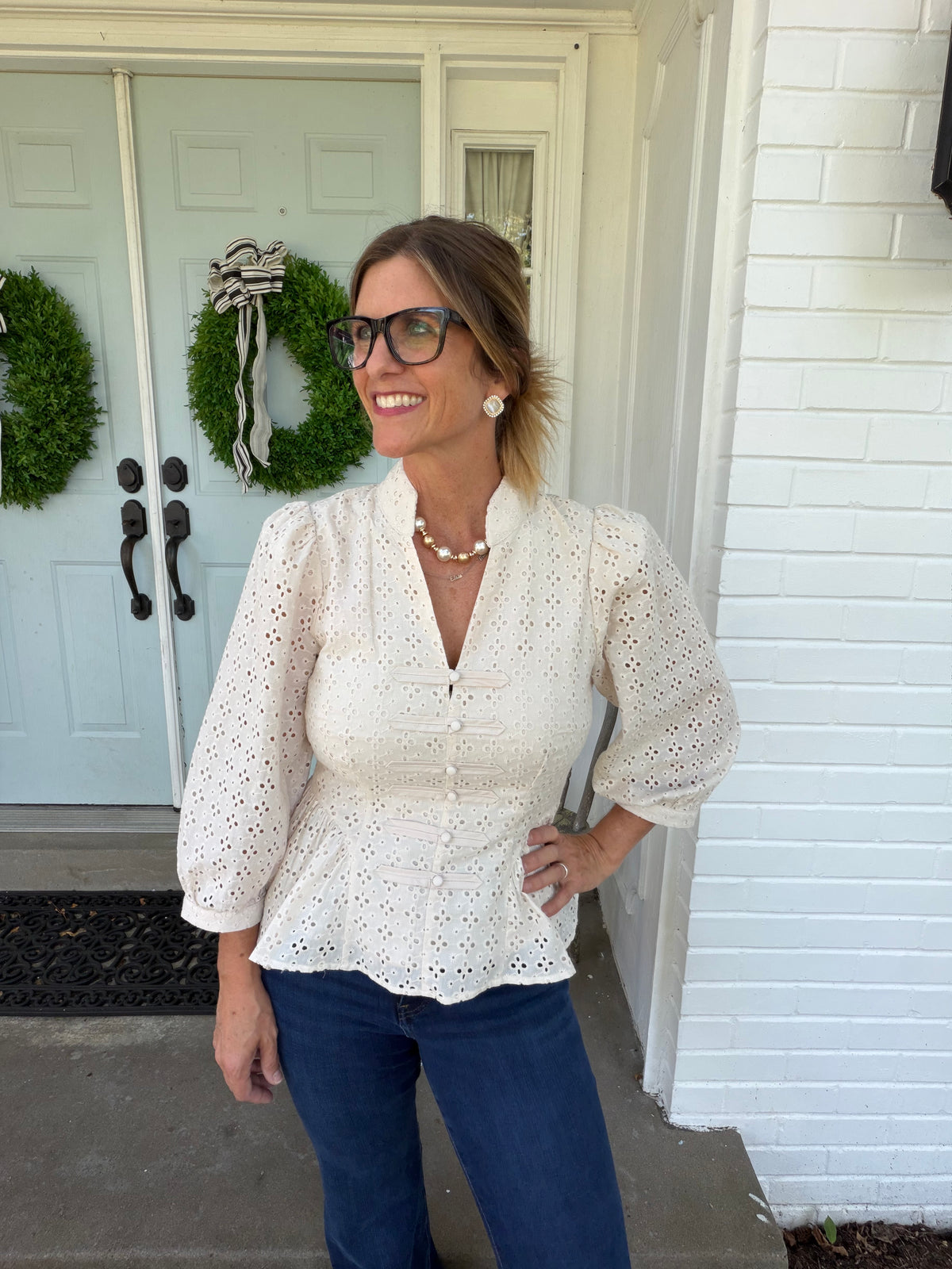 Ivory Eyelet Blouse