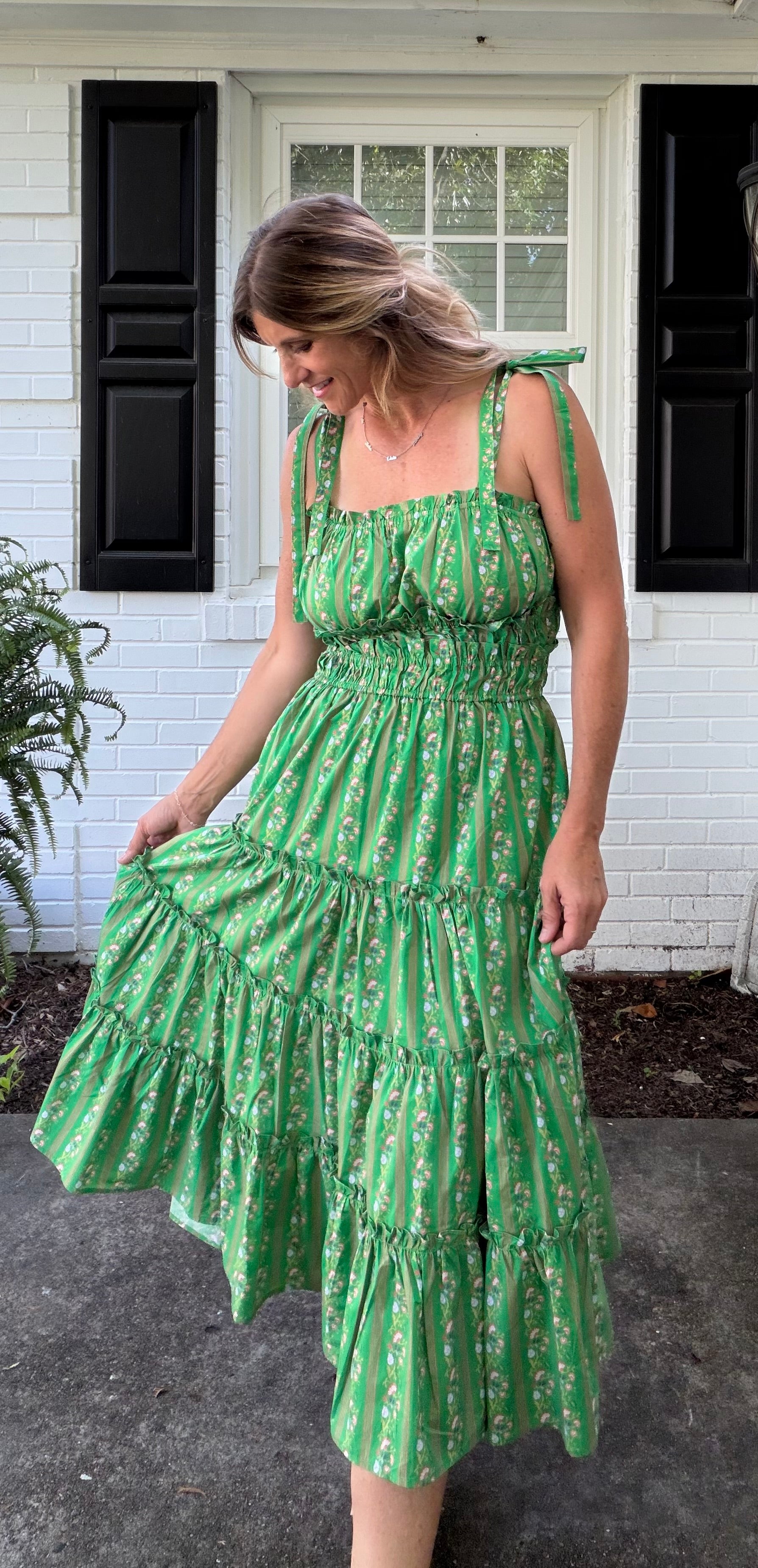 Emerald Garden Midi Dress