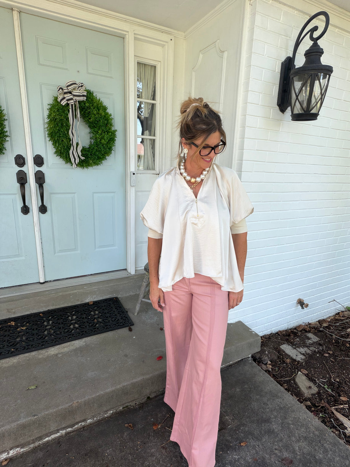 Cream Satin Top