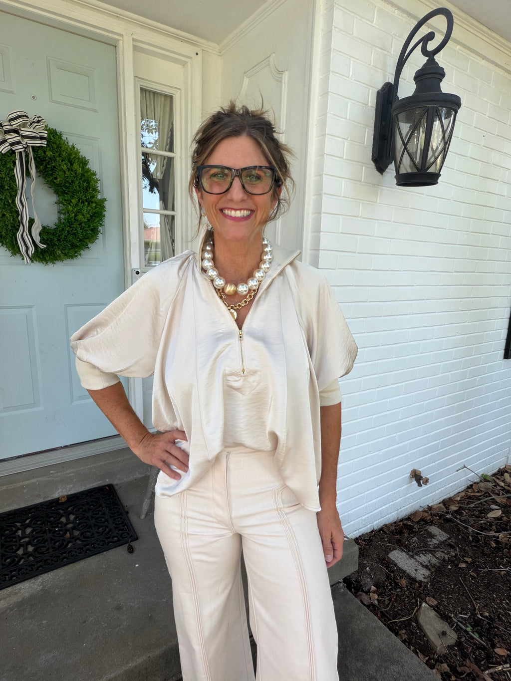 Cream Satin Top