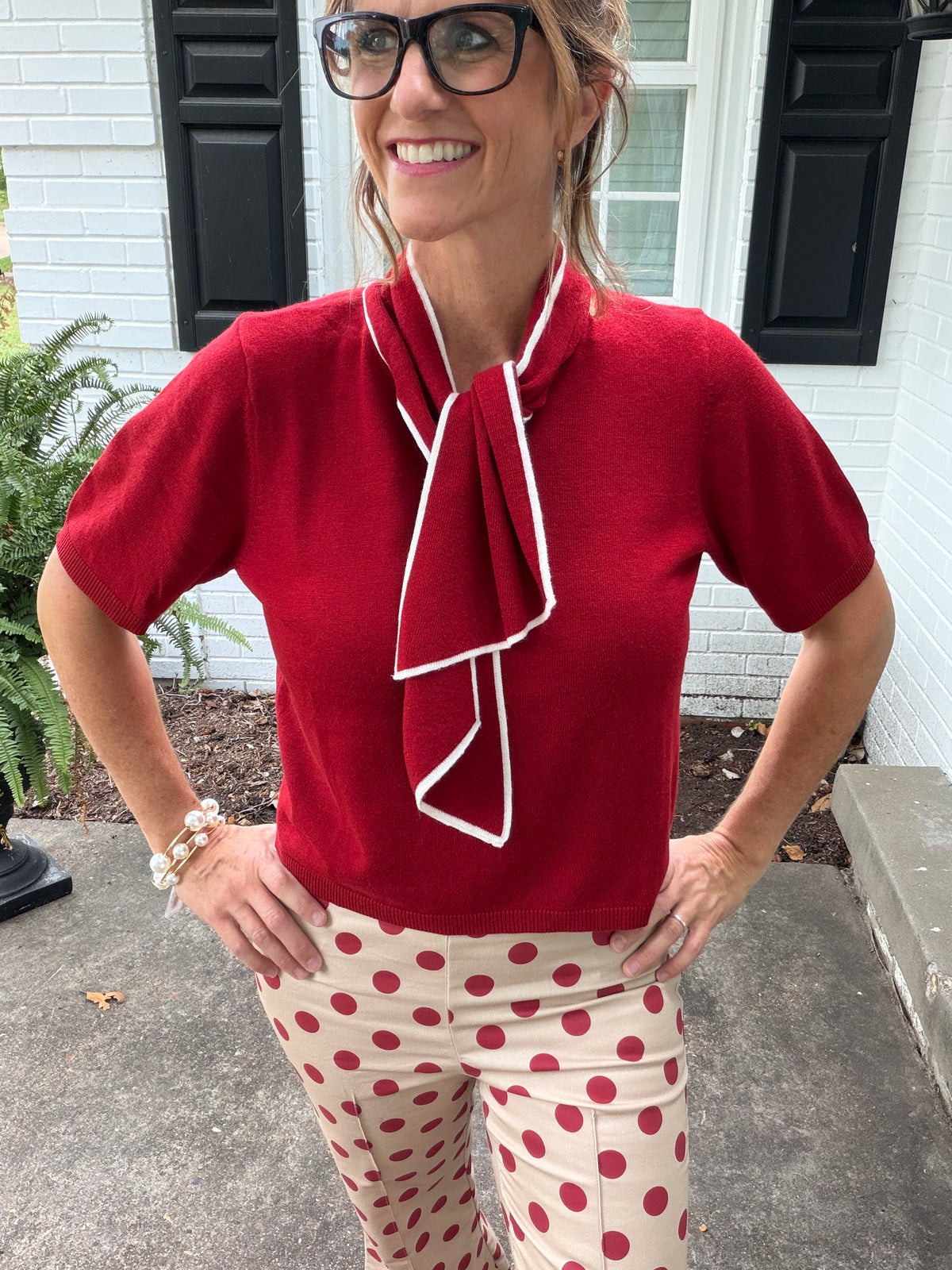Brick Short Sleeve Sweater