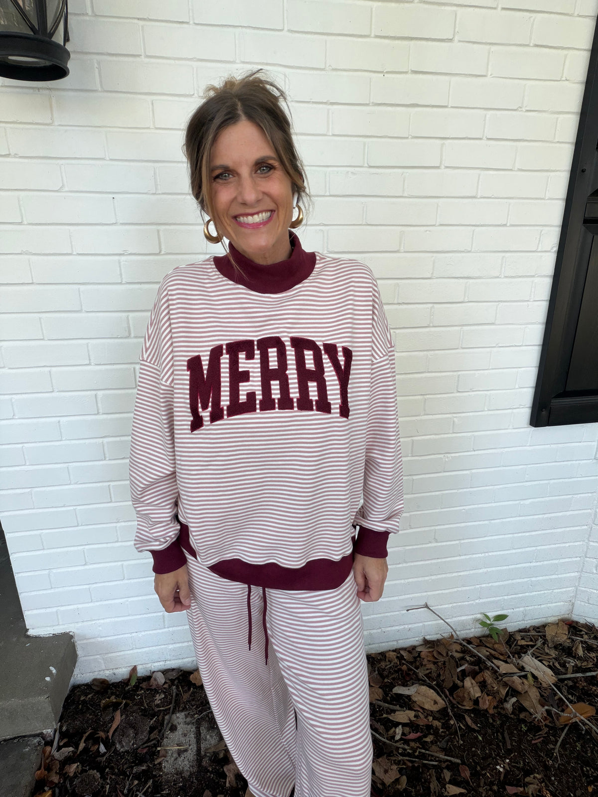 Dusty pink stripe pant
