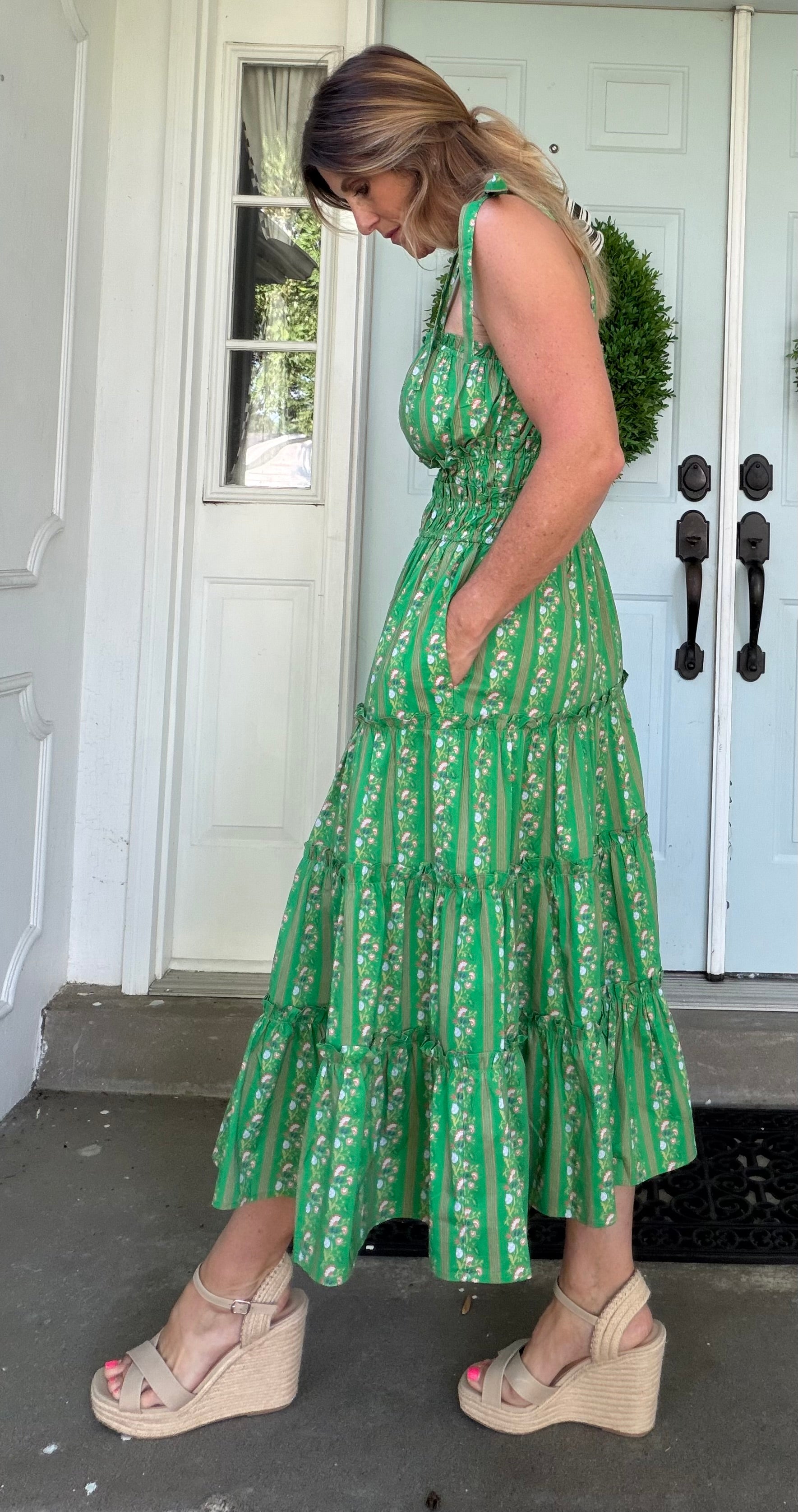 Emerald Garden Midi Dress