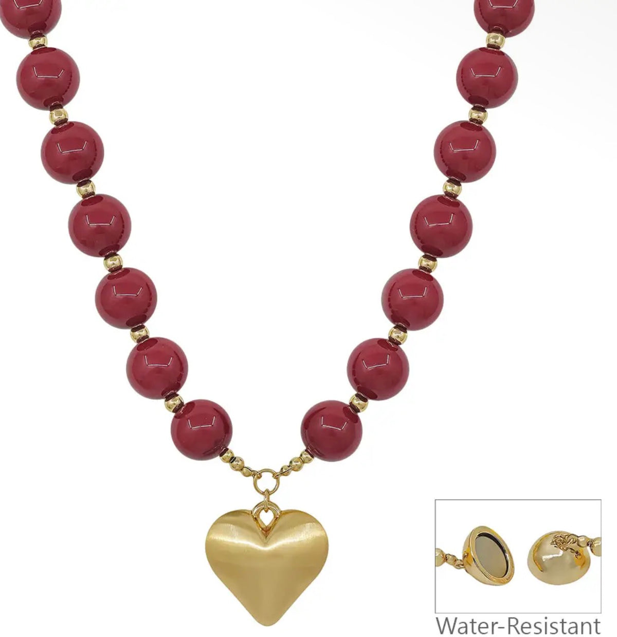 Love You in Merlot Heart Necklace