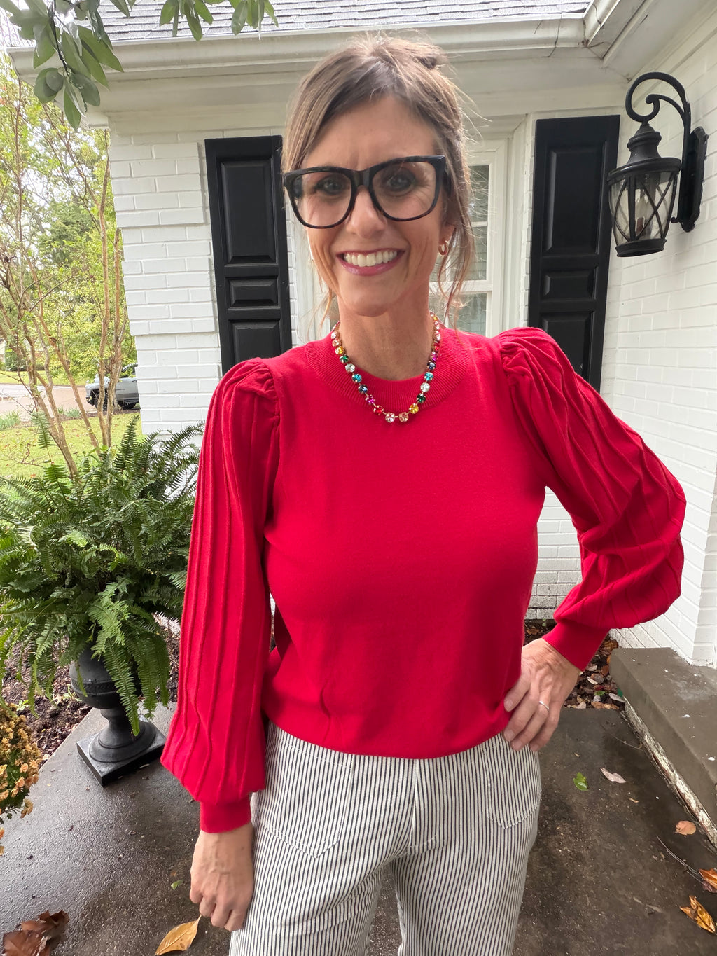 All Eyes on Red Sweater