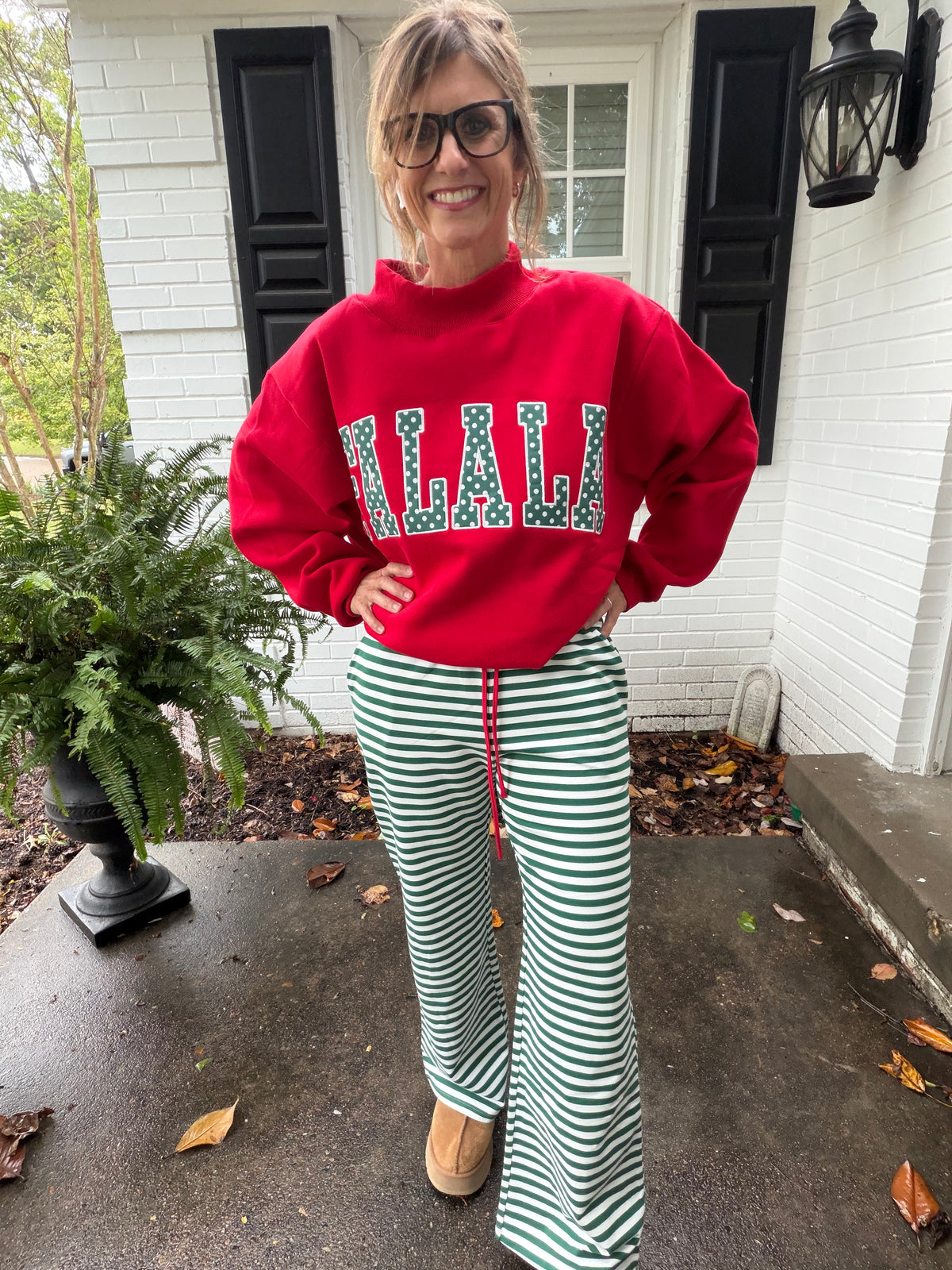 Candy Cane Lane Stripe Pants— green
