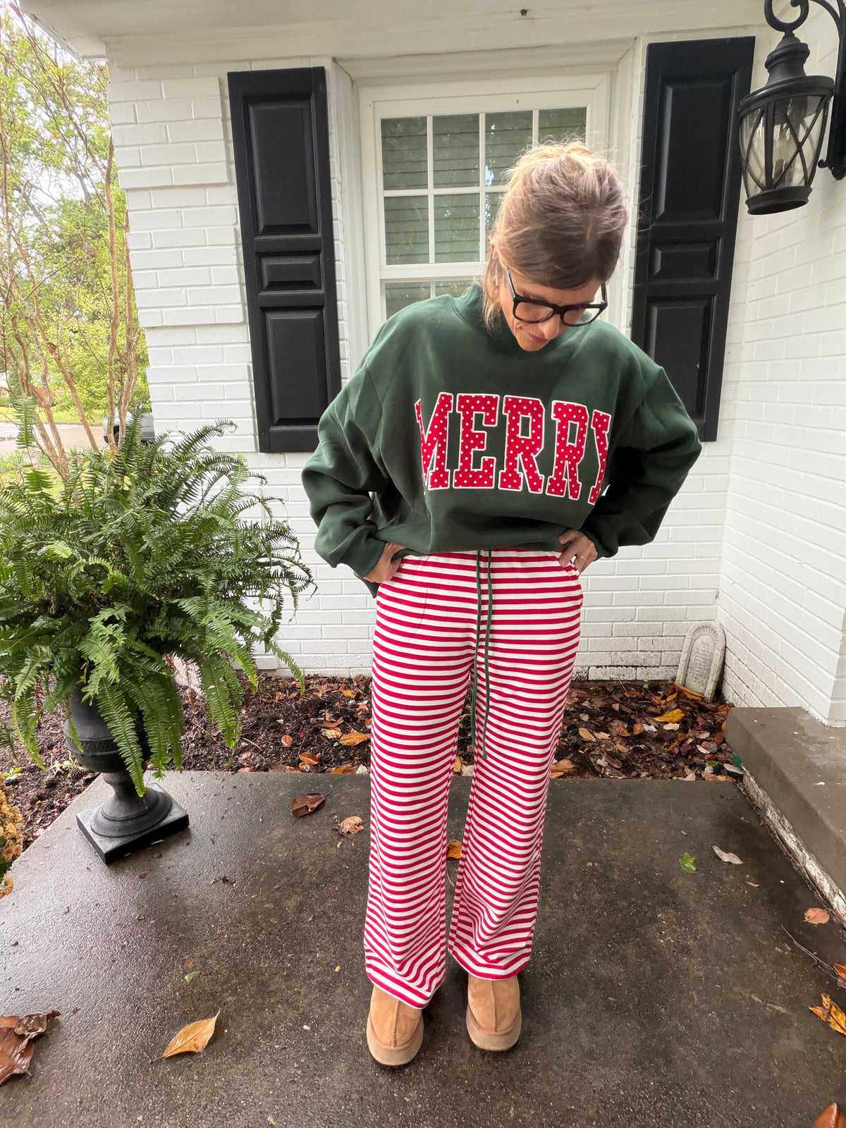 Candy Cane Lane Stripe Pants—red