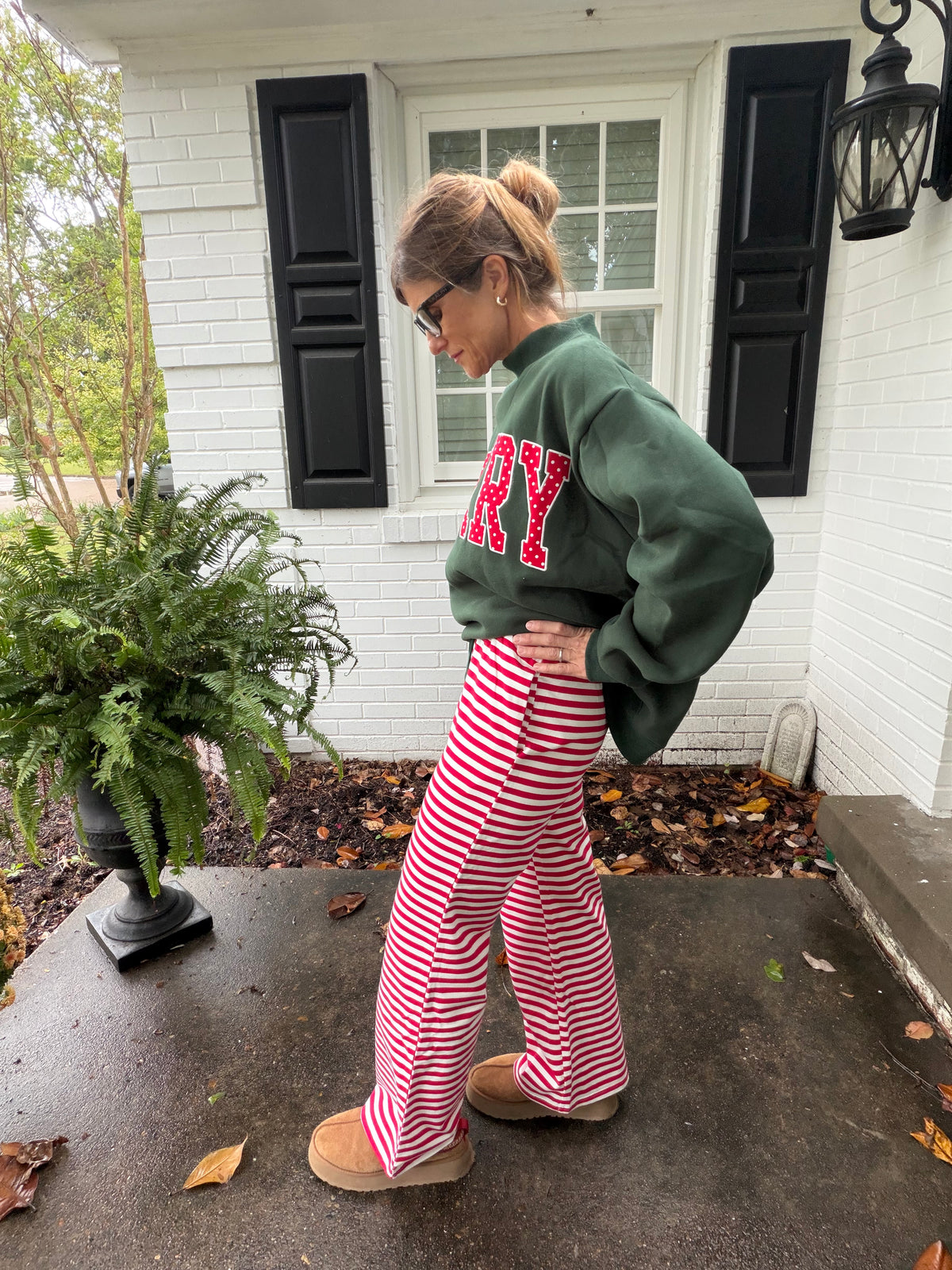 Candy Cane Lane Stripe Pants—red