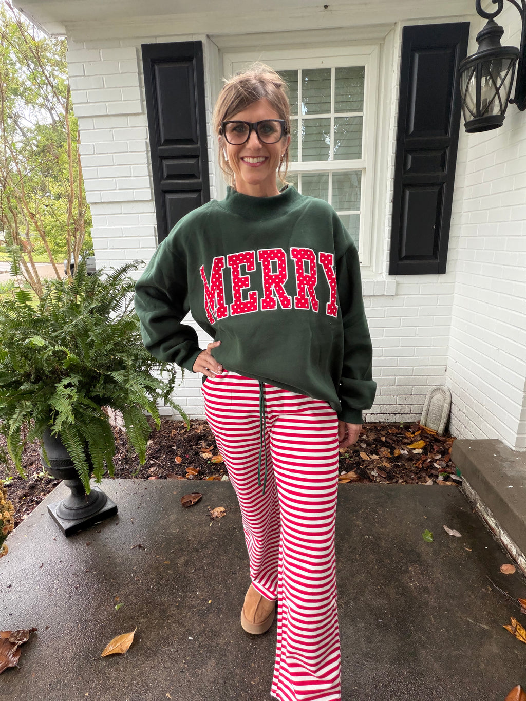 Candy Cane Lane Stripe Pants—red