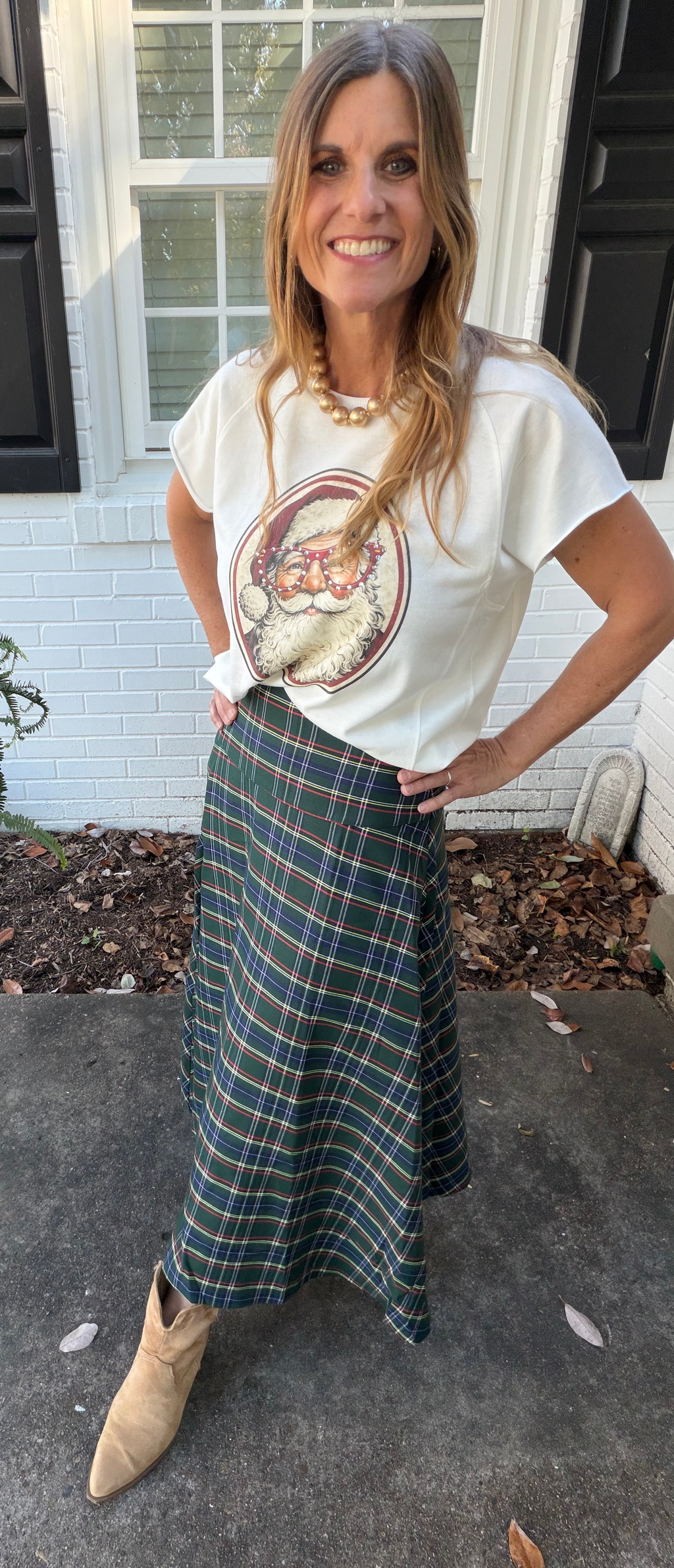 Merry Little Plaid Midi Skirt