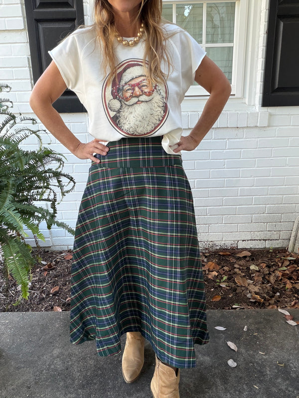 Merry Little Plaid Midi Skirt