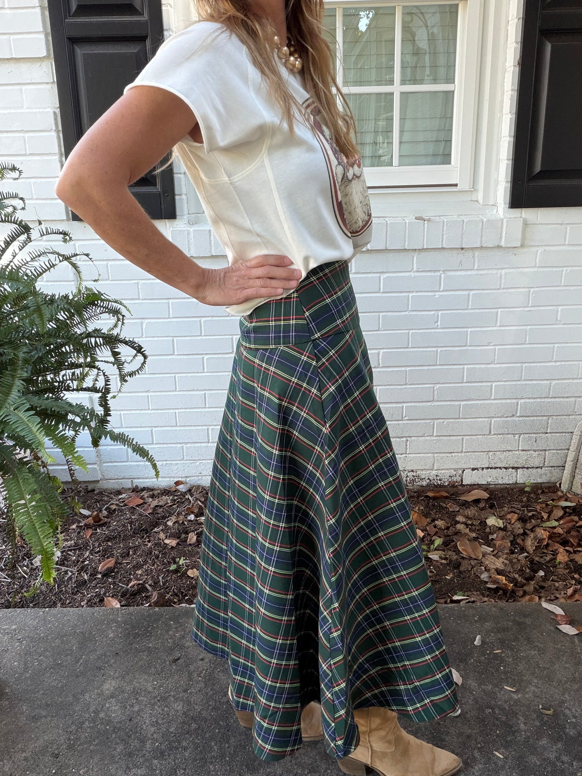 Merry Little Plaid Midi Skirt